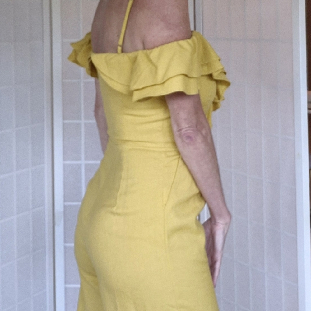 Mustard Ruffled Jumpsuit - Picture 4 of 10